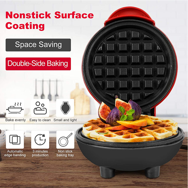 Mini Waffle Maker Portable Non-stick Pan Round Waffle Grill Machine Can Make Single Waffle, Hash Brown, Panini, Biscuit
