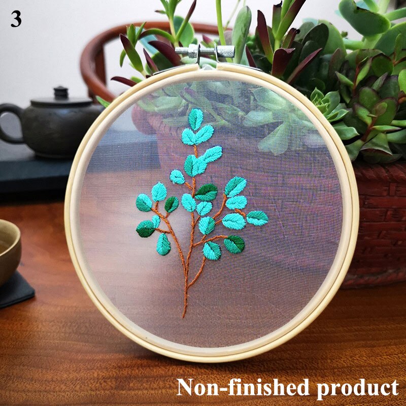 Diy broderi kit hængende billeder nybegynder broderi diy materiale kits stitch kit europæisk stil broderi blomst værktøj kit: 3