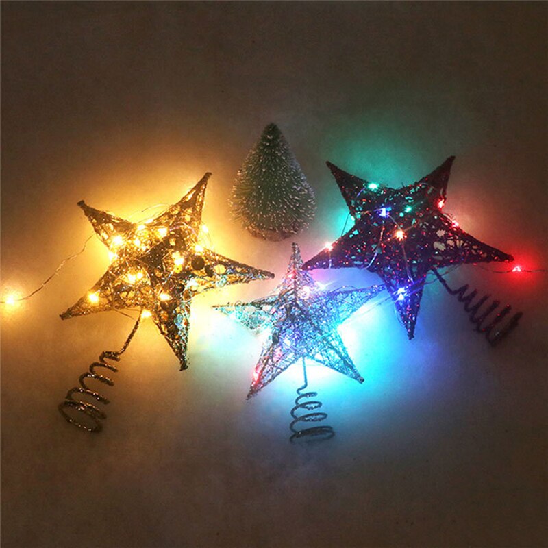 Decoración Para árbol de Navidad, adornos para escaparate de Navidad, luces de estrellas, brillantes, escaparates para ventana, suministros para en casa, 1x20CM