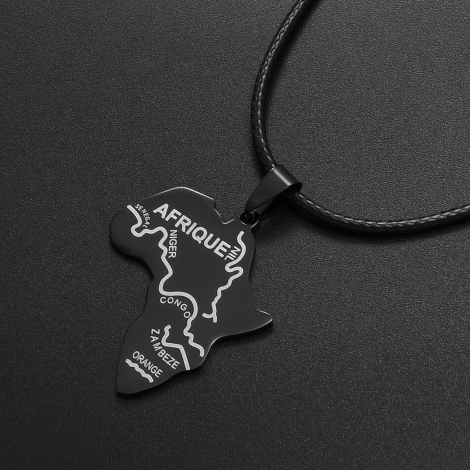 Anniyo Balck Kaart Van Afrika Hanger Touwen Afrikaanse Kaarten Sieraden Kettingen Nigeria, Zuid-afrika, Soedan, ethiopische Afrique #003721H