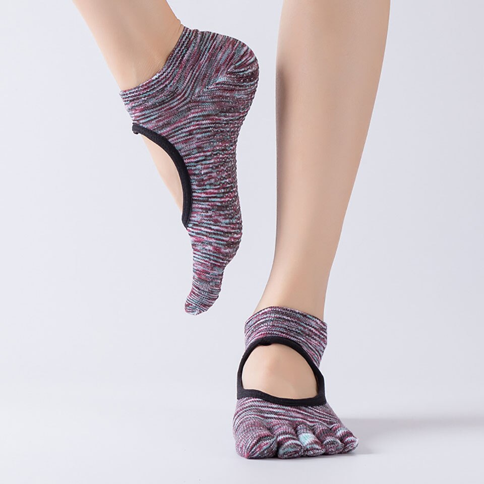 Parallel Halter Full-Toe Yoga Socks Breathable Anti Slip Comfortable Ladies Cotton Ballet Dance Socks Gym Fitness Sports Socks: 03