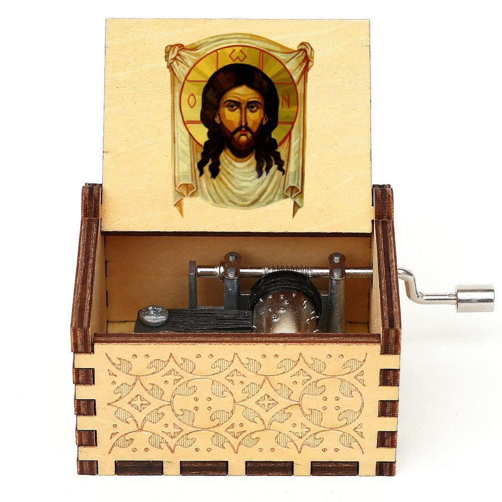 Vintage Engraved Music Box Wooden Musical Box 3D Printed Amazing Grace Theme Music Box Christmas Birthday: P-YS-62