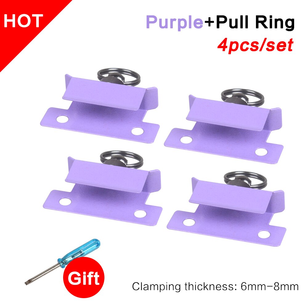 XCR3D 4pcs 3D Printer Parts Glass Platform Clamp Heated Bed Clip Colours Stainless Steel Plate Holder with Pull Ring for ender 3: Purple Pull Ring