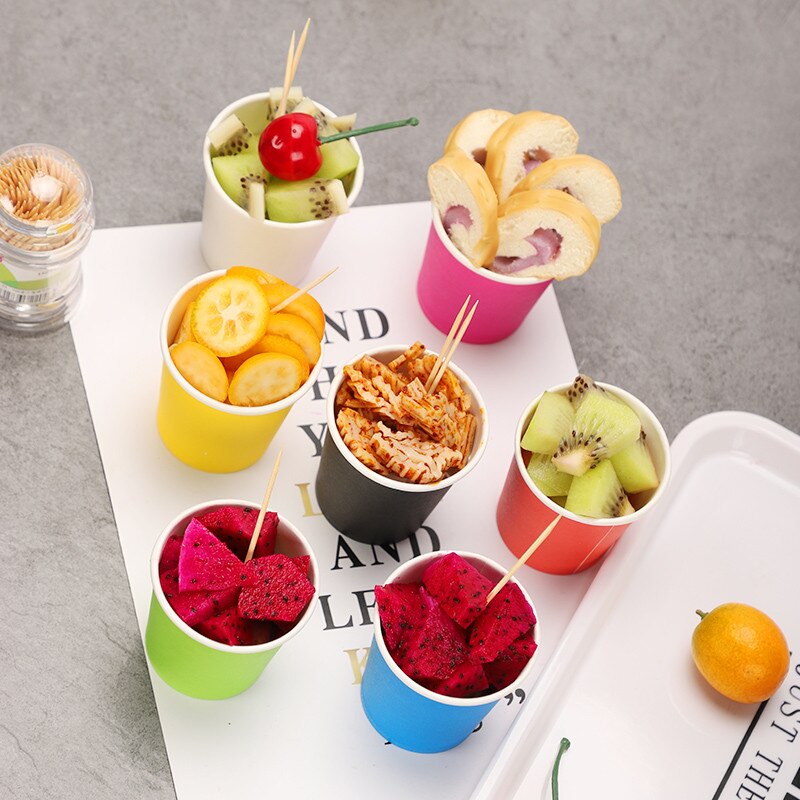 100 pièces 100ml petites tasses à café jetables 4oz mini tasses à goûter pour le vin, le lait, le thé, le yaourt, le jus de fruits, les desserts, les gobelets en papier avec couvercle