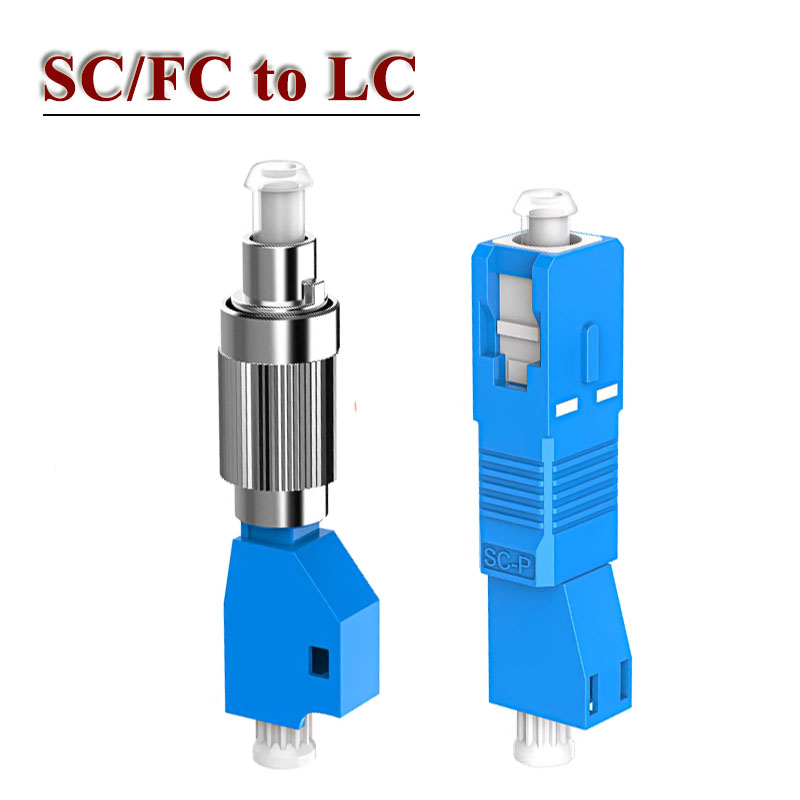 Adaptador SC para LC Fêmea com Acoplador de Cabeça Quadrada Pequena, Adaptador Conversor de Fibra Óptica FC Macho para LC Fêmea com Caneta de Luz Vermelha