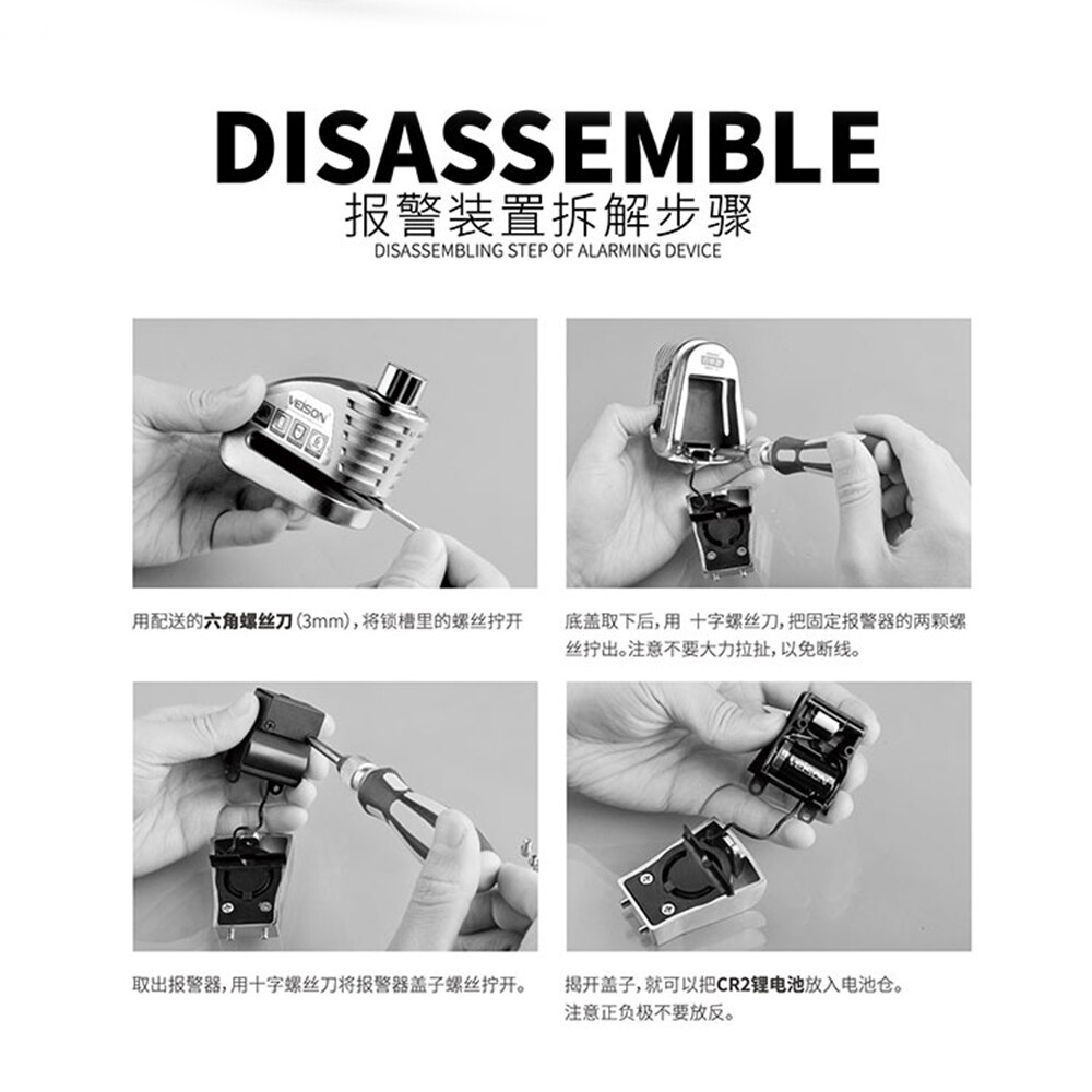 Veison Motorfiets Alarm 130dB Anti-Diefstal Motorfiets Slot Fiets Alarm 304 Rvs Disc Quad Lock Fietsslot Motopadlock