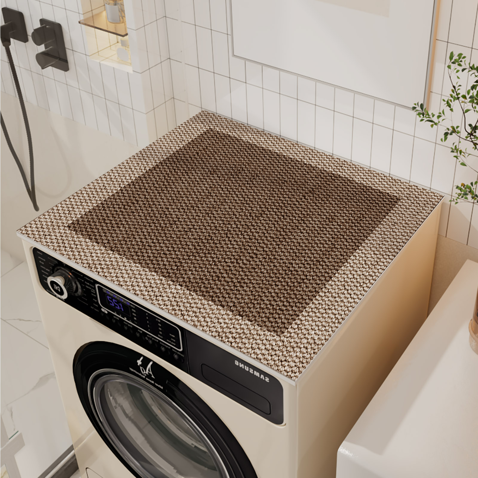 Retro Washing Machine Cover Mat Cabinet Fridge Top Dust ProtectorDrain Pad Kitchen Dish Dry Mat Microwave Oven Cover: light yellow