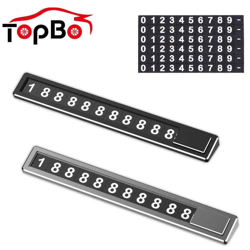 Placa de teléfono con interruptor oculto, tarjeta de número de teléfono de aleación de Metal para coche, placa de tarjeta de estacionamiento temporal, pegatina de coche, estilo de coche
