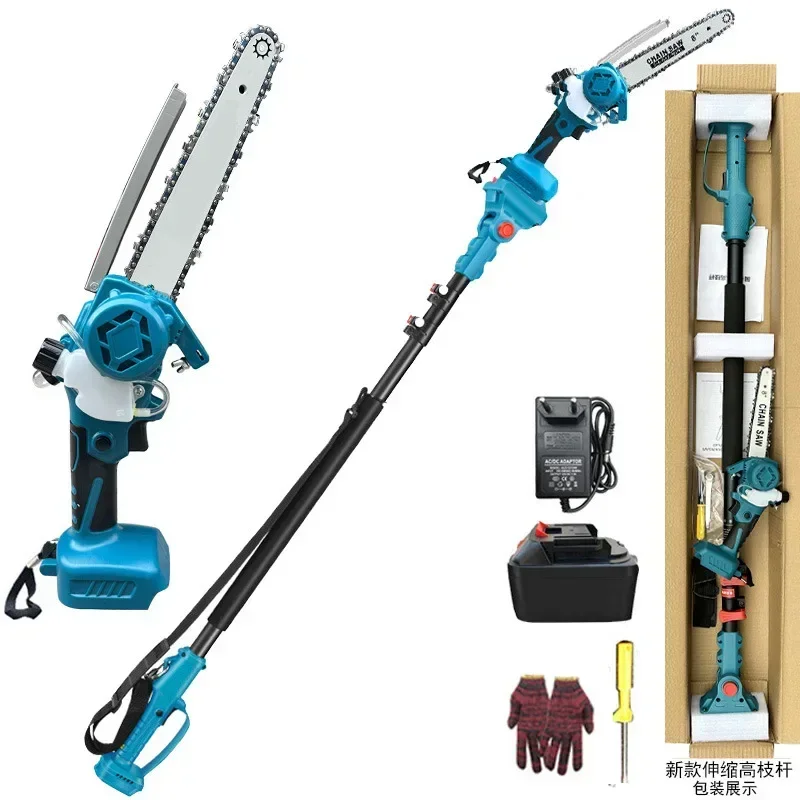 Electric Pole Saw Cordless Tree Pruner Rechargeable High Reach Chainsaw Lithium Battery Powered
