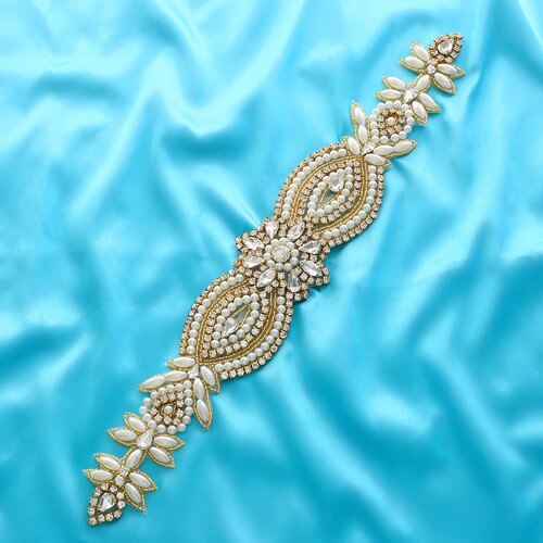 argent or strass applique cristal robe de mariée ceinture mariée ceinture demoiselles d'honneur ceinture Beade accessoires de robe de mariée: gold