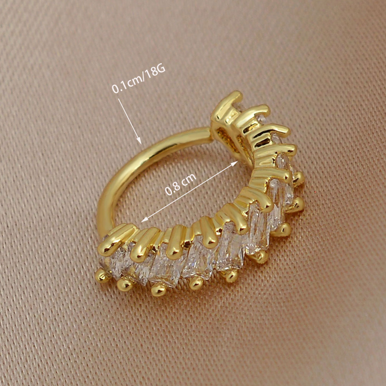 1pc krystal cz næseringe næsebor hjerte klikker septum næse hoop ring tragus brusk helix ørering næse piercing smykker: Lysegul guldfarve