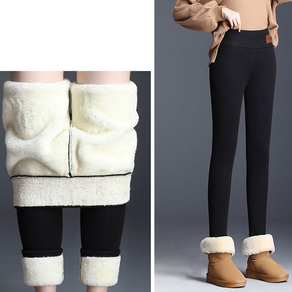 Normov kvinders vinter varme leggings supertyk høj stretch lam kashmir leggins høj talje skinny bukser