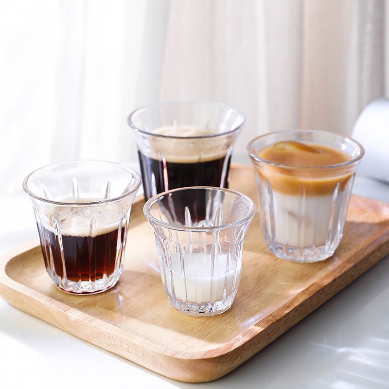 Taza blanca australiana de 100ml-200ml, taza de café Simple, Espresso blanco plano, clásica, Retro, rayas verticales