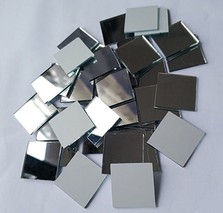 200pcs Small Square Glass Crafts Glass Smooth Edges Premium Mosaic Tiles Mirror For Walls Ceiling Interior Decoration