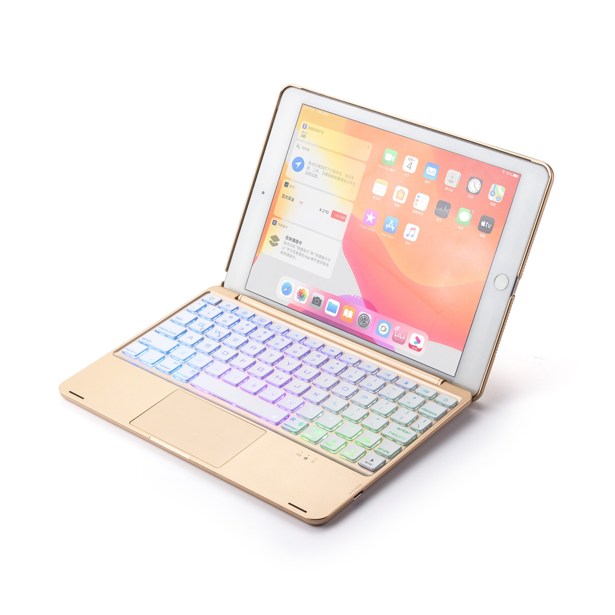 Drahtlose Bluetooth Tastatur Abdeckung für ipad Air3 pro 10,5 zoll neue ipad 10,5 Ultra dünne licht-emittierende tastatur mit touch maus: Gold