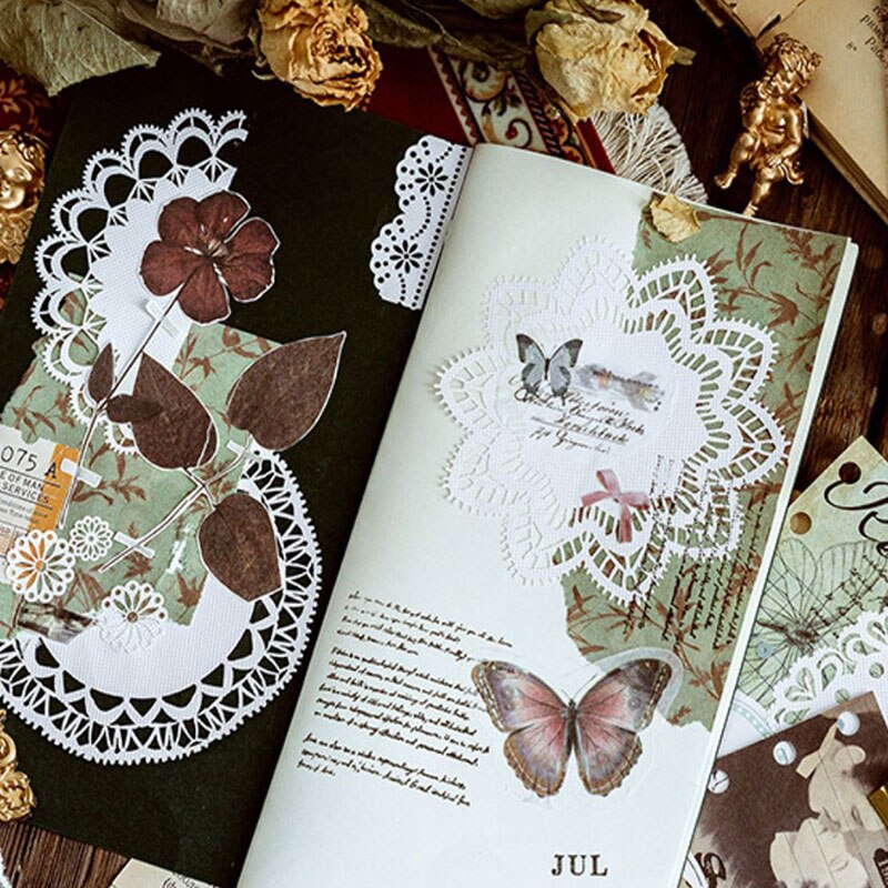 Leaf Plants Circle Lace Material Paper Journal Planner Decorative Scrapbooking