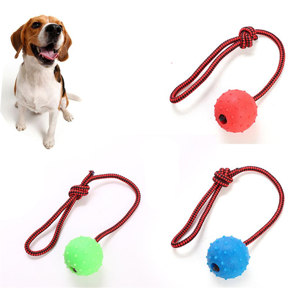 Rubber Ball with Rope Pet Teeth Indestructible Bite Toy Funny Puppy Training Solid Balls Pets Dog Chew Molar Interactive Toys