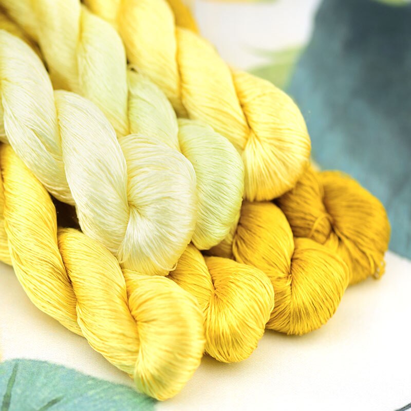 100% silk thread hand embroidery embroider cross 1pcs/400m silk embroidery thread stitch dark yellow series 7 pure colors