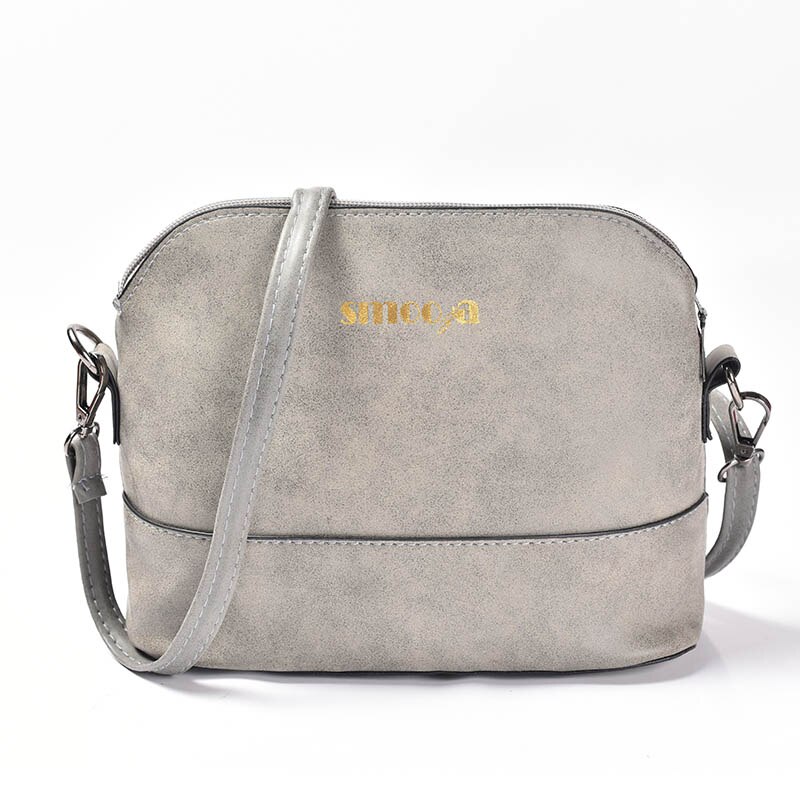 SMOOZA mode vrouwen messenger bag scrub shell tas Nubuck Lederen kleine crossbody tassen over de schouder vrouwen handtas: gray letter