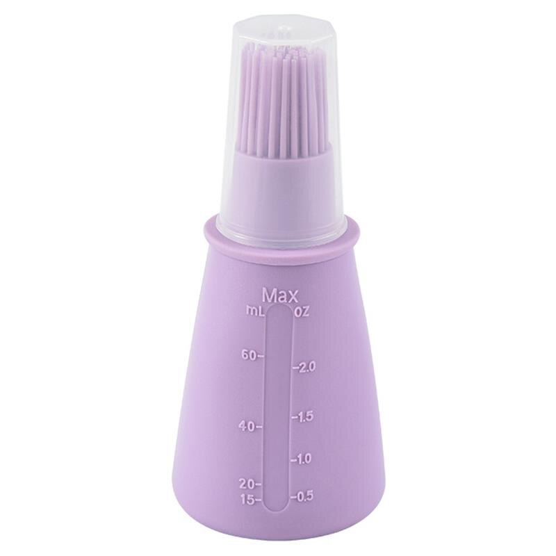Silicone Oil Bottle Brush Multifunction Basting Brush Sauce Oil Bottle with Lid Silicone Oil Bottle Brush Kitchen Baking Coxeer: Purple