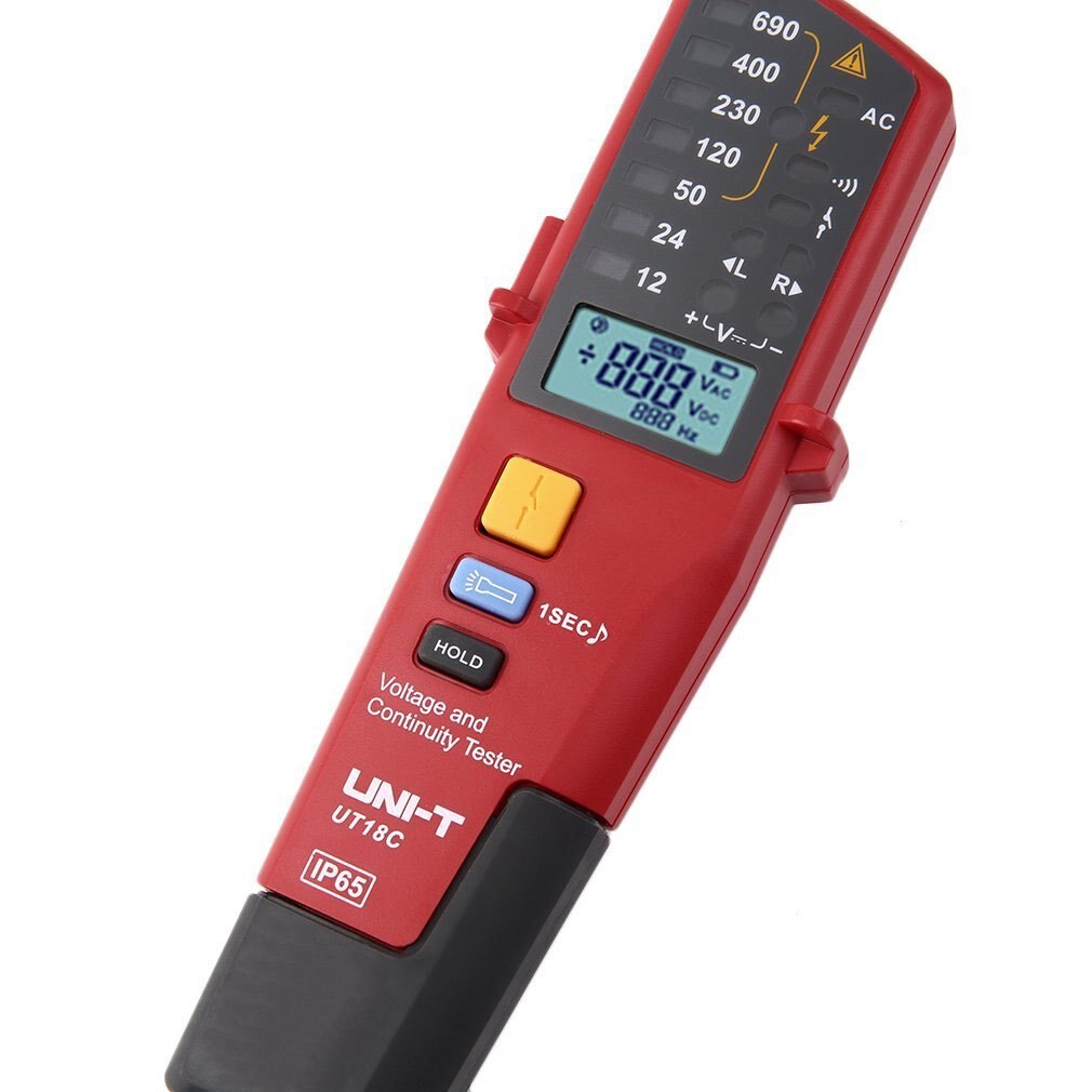 Testeur de continuité de tension numérique LCD UT18C UNI-T, multimètre à plage automatique de Rotation de Phase RCD