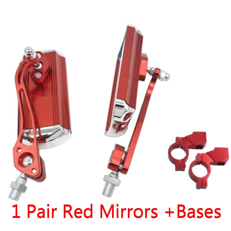 1 par 360 roterende fjellvei motorsykkel sykkel bakspeil sykling rektangel speil reflektor sykkel styre tilbehør: Røde speil