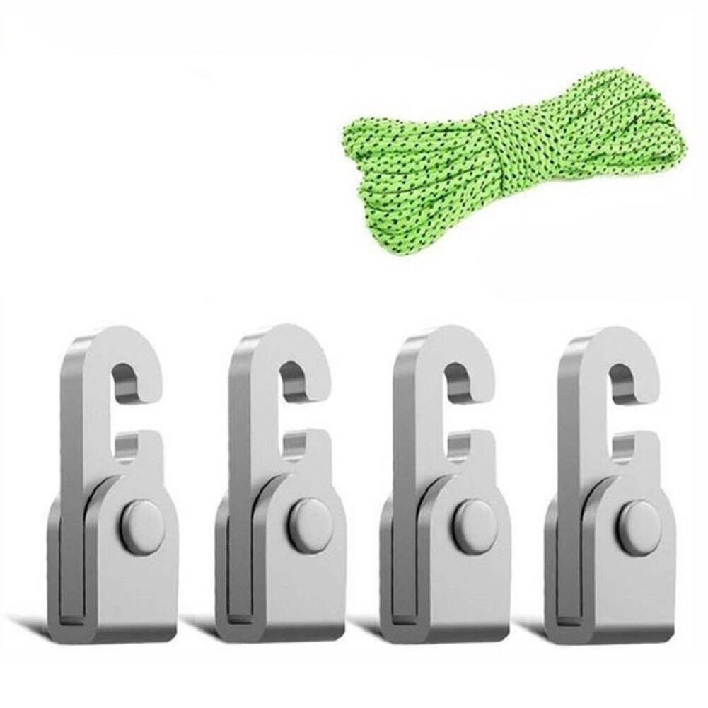 4 Teile/beutel Automatische Schloss Haken Mini Multi-zweck Keine Knoten Haken Camping Zelt Haken Keine Knoten Automatische sperren Camping ausrügestochen: ohne Seil