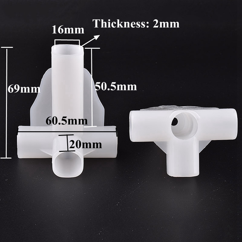 2-20Pcs Two TO Four Way Pipe Joint Plant Support Connector Wardrobe Fittings Shelf DIY Garden Plant Accessories Inner Dia 16mm: L / grey