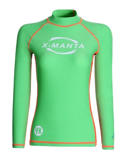 Hoge Hals Rashguard Vrouwen Sport Shirt Rash Guard Badmode Surf Top Lady Lange Mouwen Zon-Beschermende Duiken Swim Pak: S