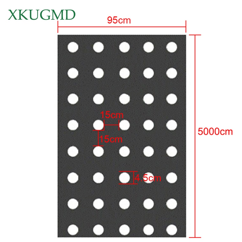 95cm*50m 5Holes 0.03mm Black Mulch Film Gardening Flower Vegetable Seedling Plants Plastic Perforated PE Film Mulching Membrane