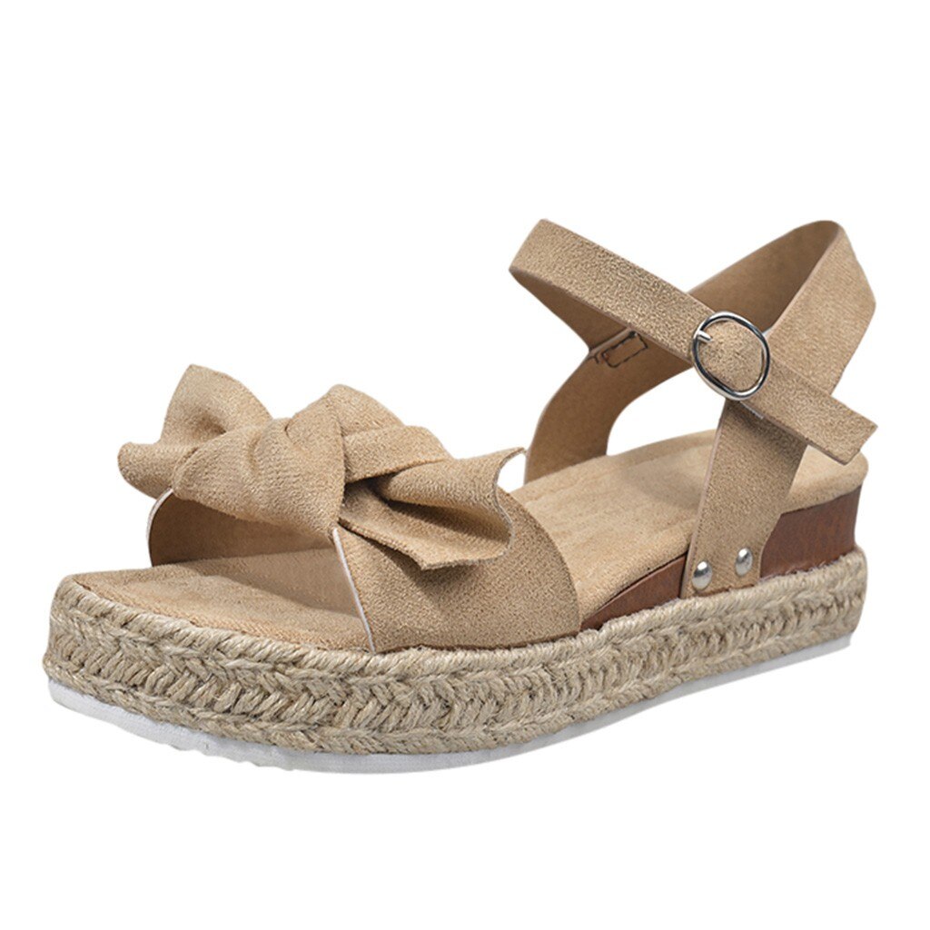 SAGACE Leopard Wedges Sandals For Women High Heel Platform Wedge Sandal Womens Leopard Sandals Flat Bowknot Sandalias Femenina