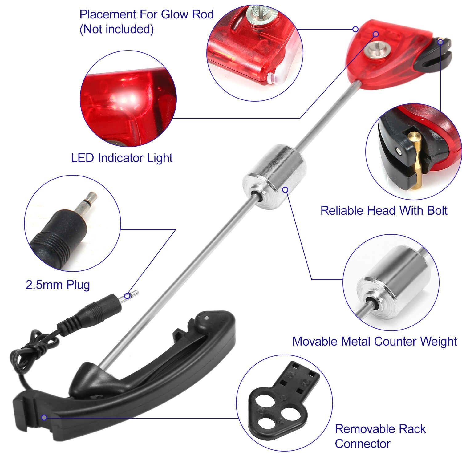 Lixada Fishing Swinger Fishing Bite Indicator Swinger Digital Fishing Alarm LED Bite Indicator Illuminated Fishing Swinger Fish