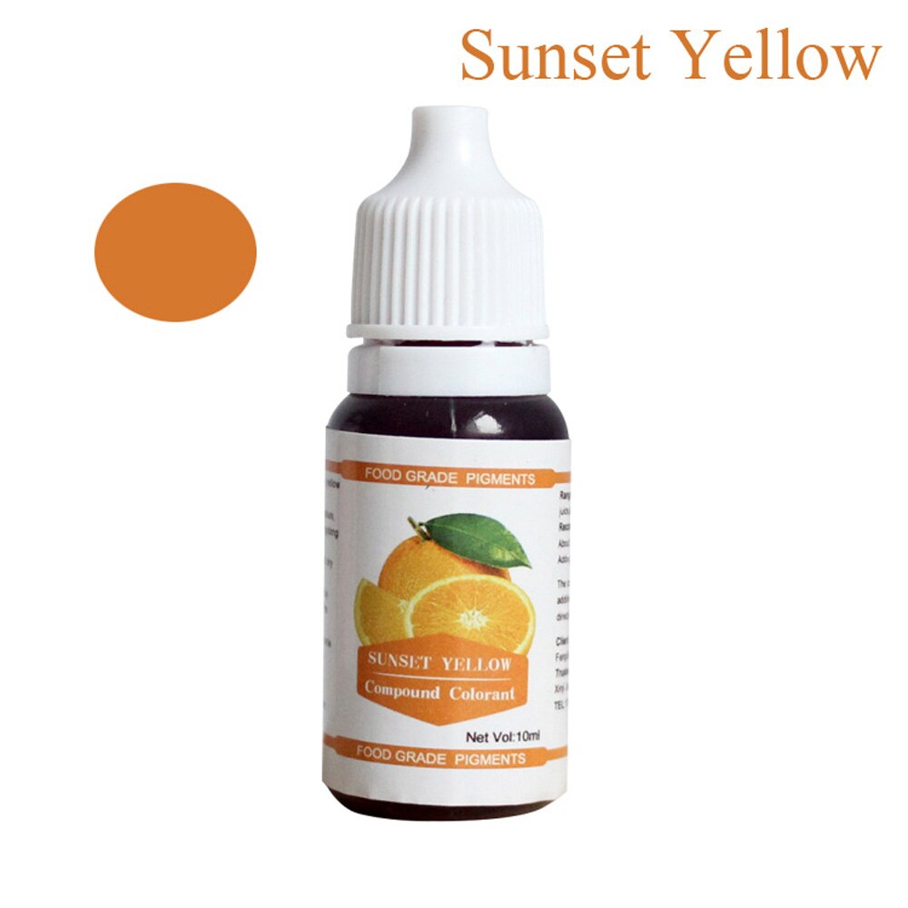 12 Kleuren 10Ml Macaron Ijs Cake Kleurstof Ingrediënten Cake Fondant Bakken Cake Eetbare Kleur Kleurstof Alimentaire: Sunset Yellow