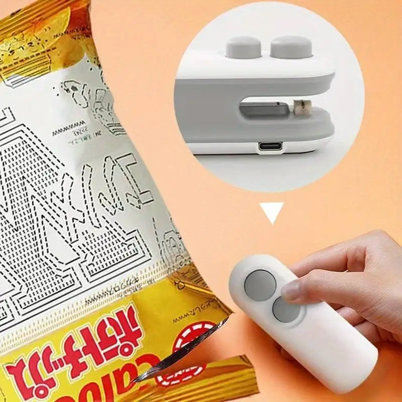 Mini-Versiegelungsgerät, tragbares Mini-Versiegelungsgerät, 2-in-1-Heißsiegelgerät für Snacks, wiederaufladbares Versiegelungsgerät für Höhle Heimgebrauch, Vakuumiergerät für Snacks, Plastiktüzehn