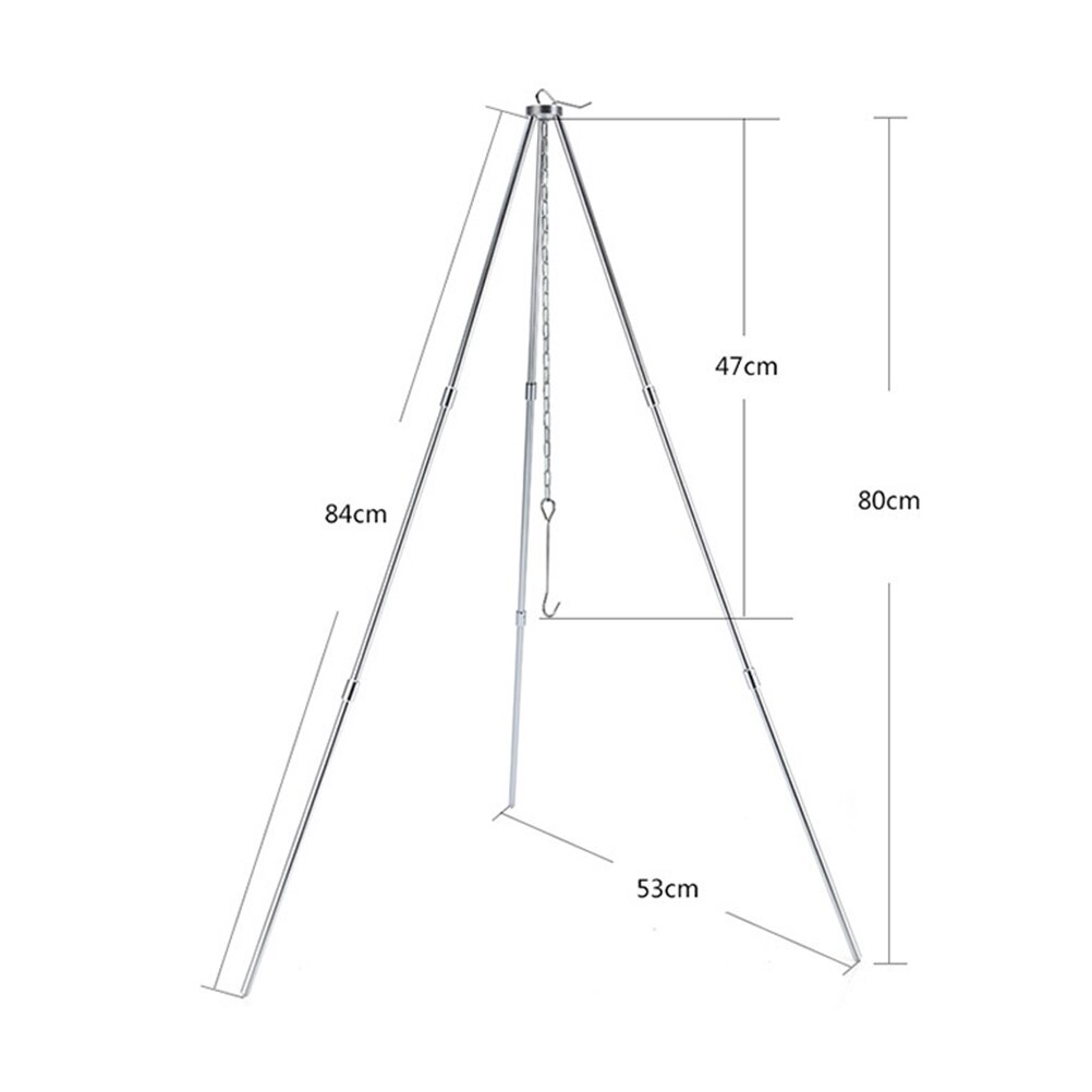 Bärbar grill lägereld stativ ugn gryta teleskopisk höjdjusterbar matlagning stativ stativ lykta hängare för camping picknick bbq