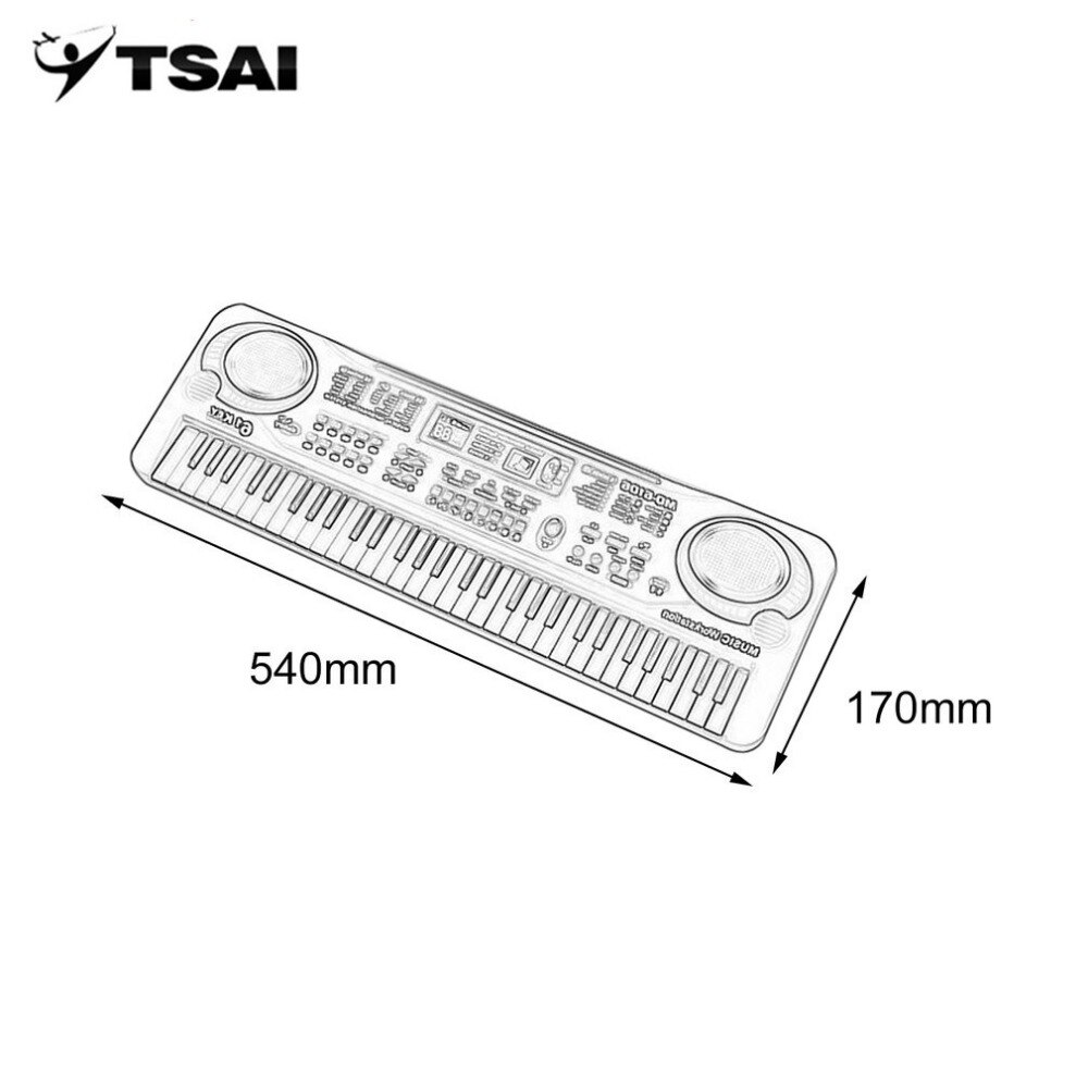 TSAI Electronic Music Keyboard 61 Keys Electric Organ With Microphone Children Musical Instrument Early Educational Tool Popular