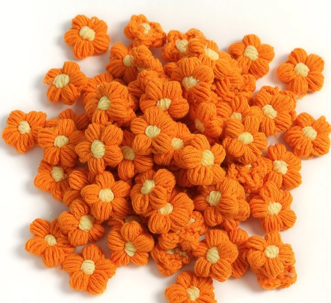 10 Uds. De cabeza de flor tejida, adorno de ramo de hilo de ganchillo, clavel, broche de horquilla tejido a mano, accesorios de costura DIY