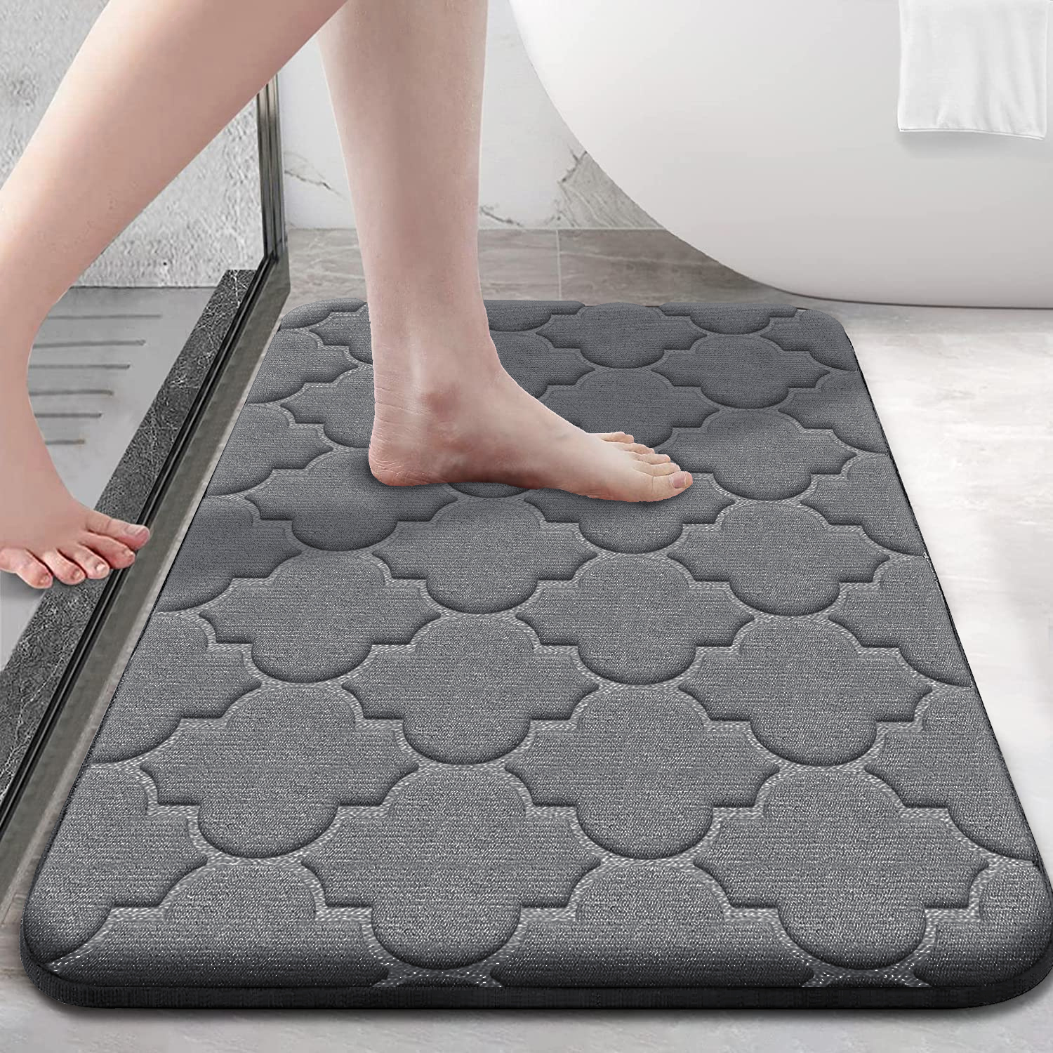Memory Foam Bathroom Rug Anti-slip bathroom mat ultra Soft floor mat Non-Slip Water Absorbent and Machine Washable: DARK GRAY / 1700MMx2400MM