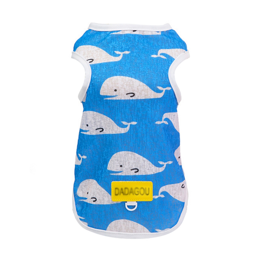 Letnia kamizelka chłodząca drukowanie delfinów odzież dla psów mała kamizelka dla psów koszulka letnia oddychająca odzież dla szczeniąt chihuahua: niebieski / 2XL