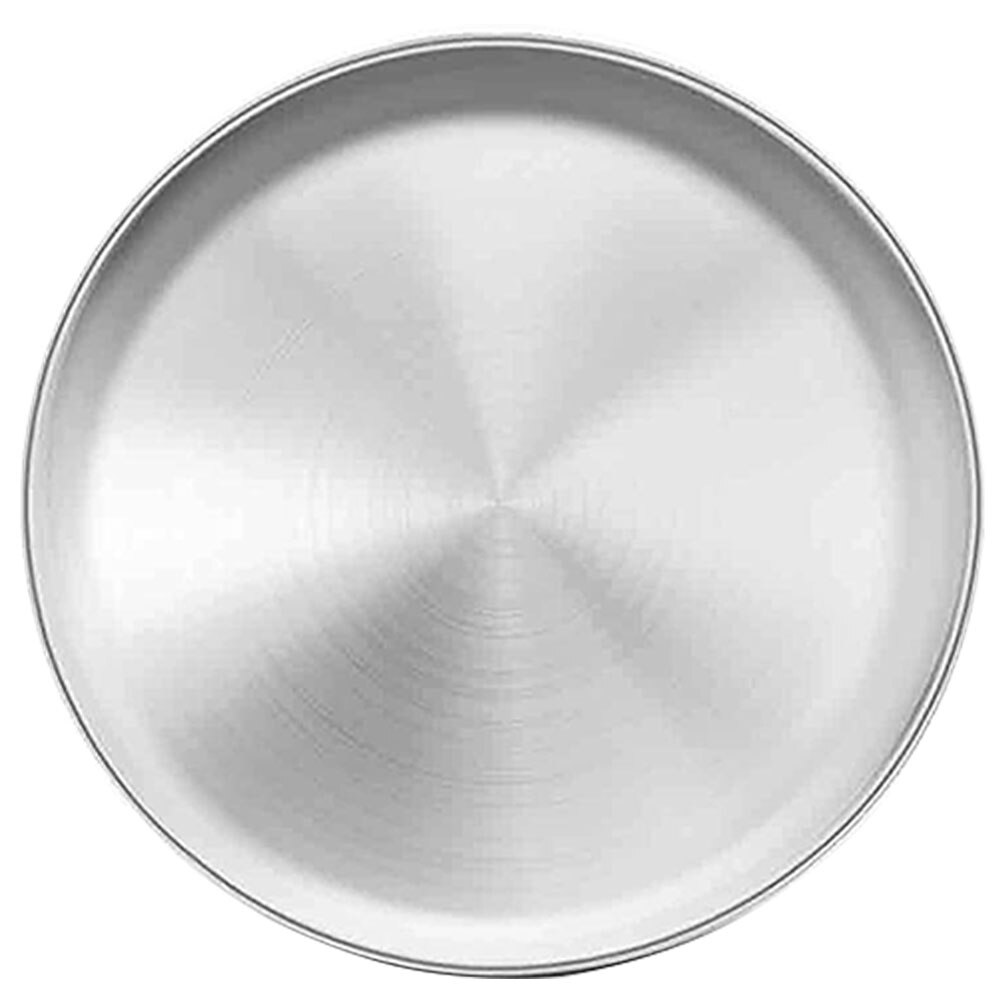Assiette à manger en acier inoxydable, plats dorés plateau rond gâteau plateau de maquillage Steak occidental articles de table Style européen outils de cuisine: Sliver-30cm