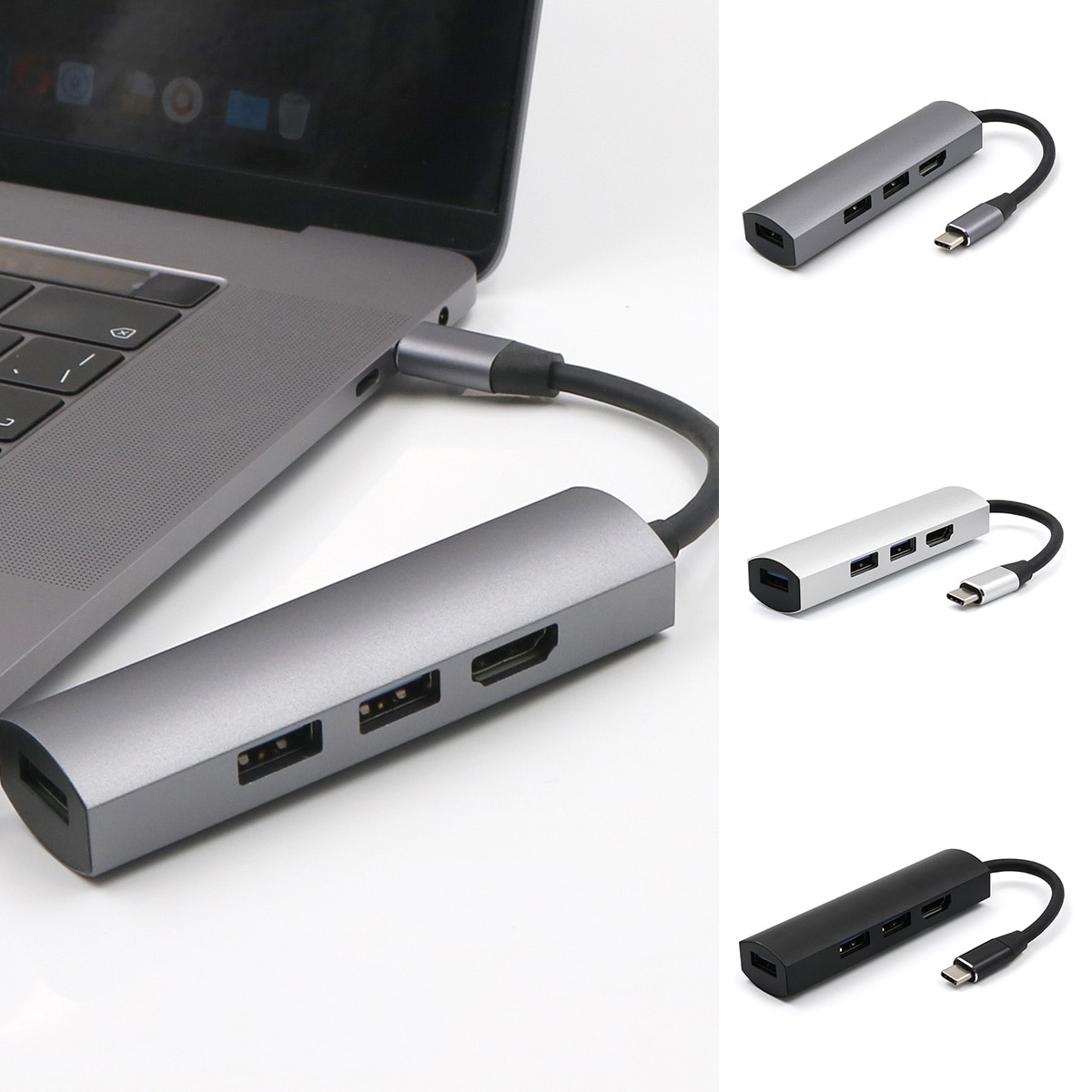 USB C Hub - Type-C to HDMI Adapter Dock - Multi USB 3.0 Ports - 4K Resolution Support - Aluminum Alloy