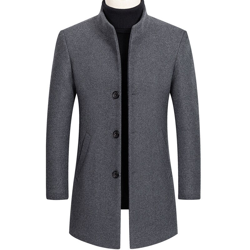 Bolubao merke ullfrakk herre ensfarget casual slim fit overfrakk vinter komfortabel ullblandinger kåper herre