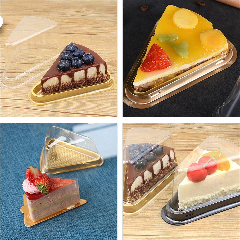 100pcs Transparent Triangle Mousse Cake Boxes Single Cupcake Container