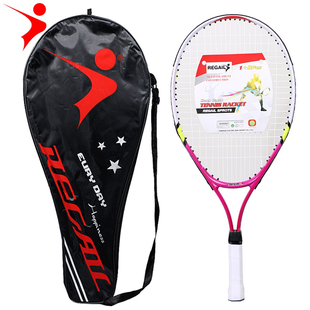 REGAIL 1PC Tennis Racket for Teenager Aluminium Alloy Racket Frame with Firm Nylon Wire for Chindren Tennis Training 23inch: Red