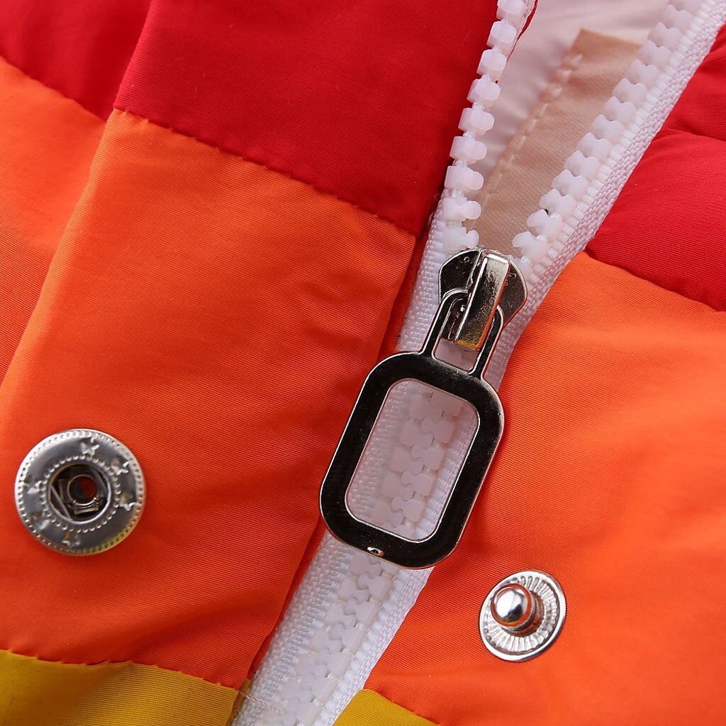 Boys Girls Vest Sleeveless Rainbow Color Vest Jacket Winter Zipper Thick Coat Kids Warm Cashmere Vest Outerwear#G30