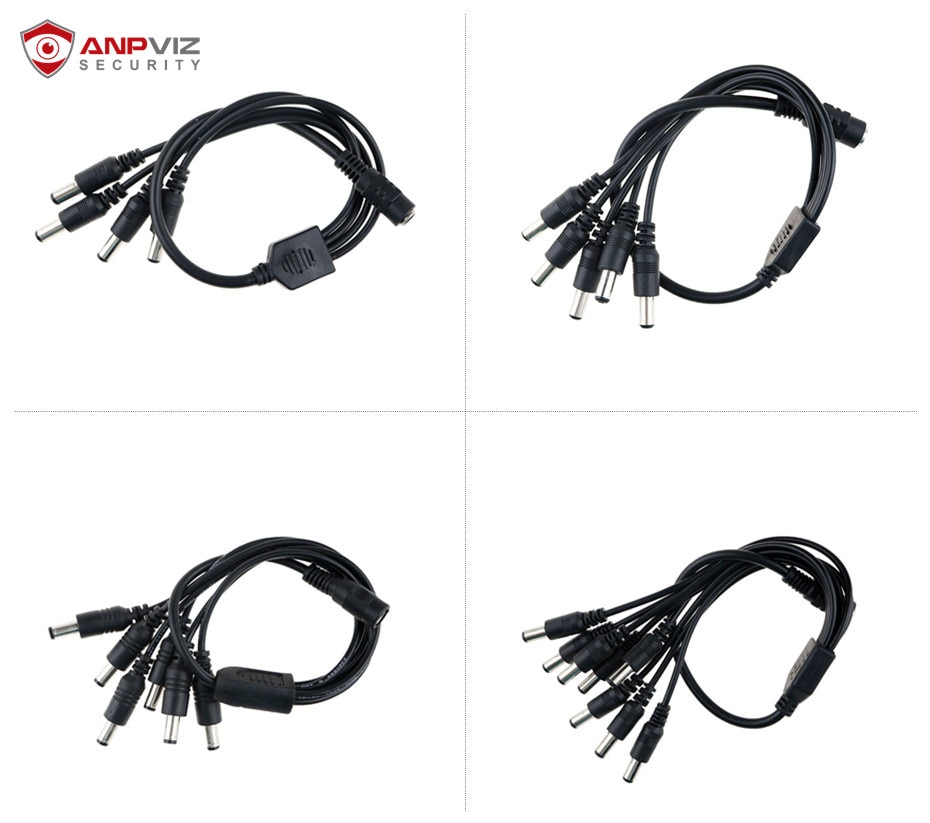 Anpviz Dc Power Kabel 1 Female Naar 2,3,4,5,6,8 Mannelijke Plug Splitter Adapter Voor Veiligheid Cctv Camera En Led Strip