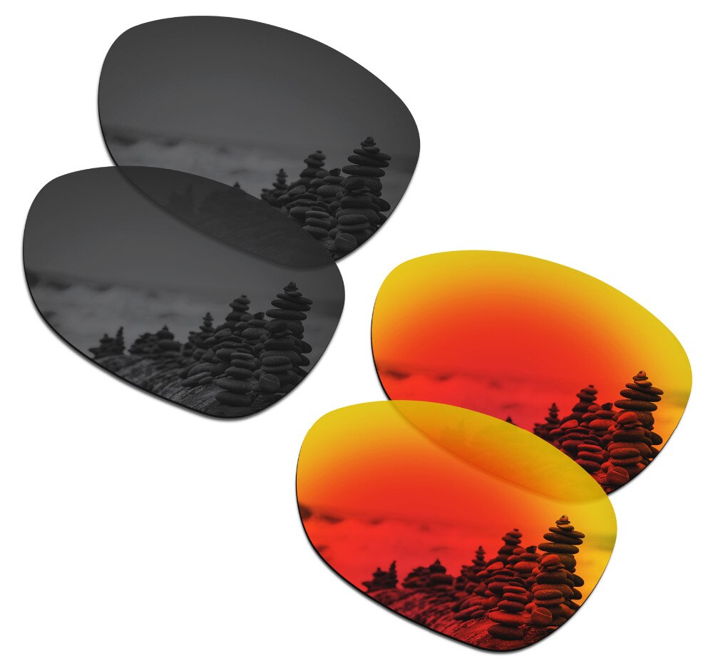 SmartVLT 2 Pairs Gepolariseerde Zonnebril Vervanging Lenzen voor Oakley Crosshair Stealth Zwart en Fire Red