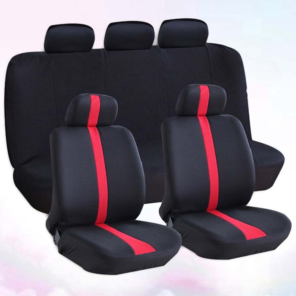 9 unids/set cubierta Universal de asiento de coche cubiertas de asiento completo Interior de coche decoración (rojo)