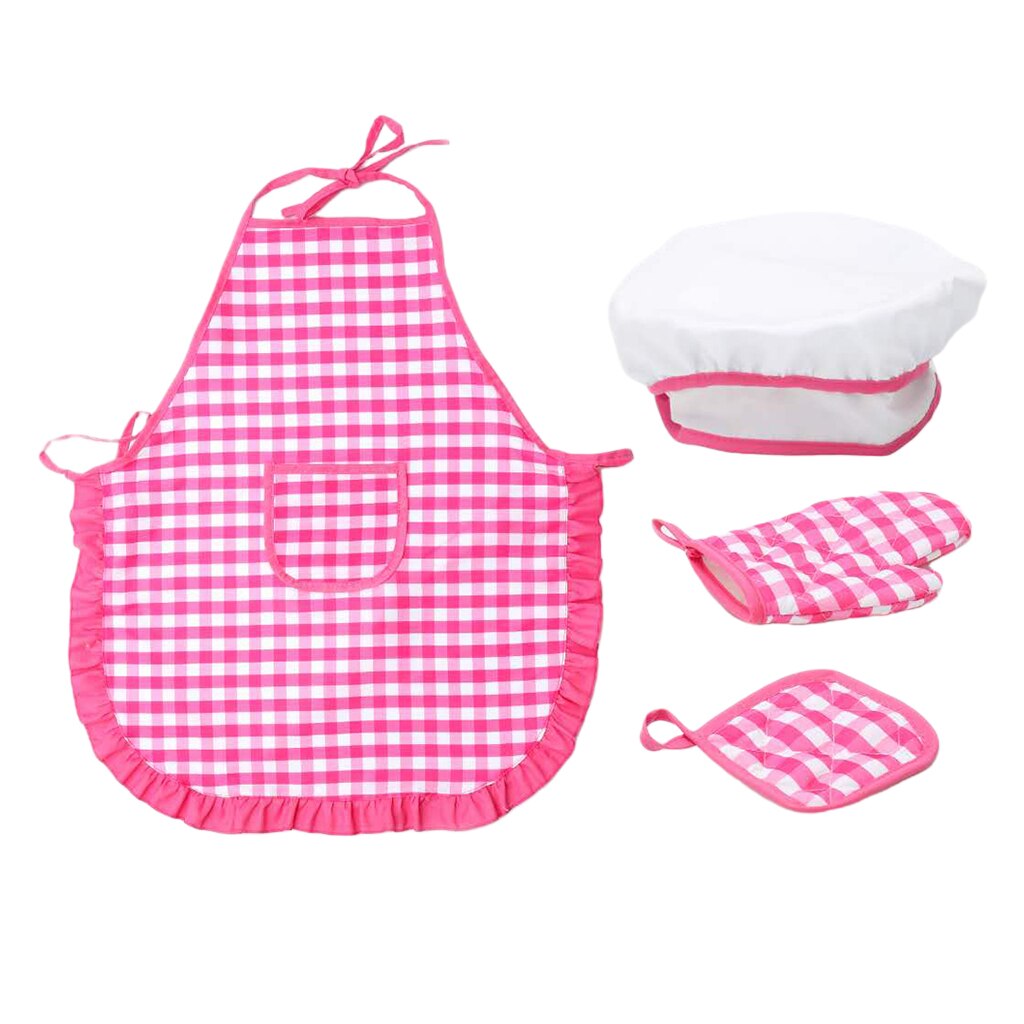 Smart Cookie Chefs Apron Set - 4 Pieces Kids Chef Hat & Apron with Accessories - Pretend Play Kitchen Set