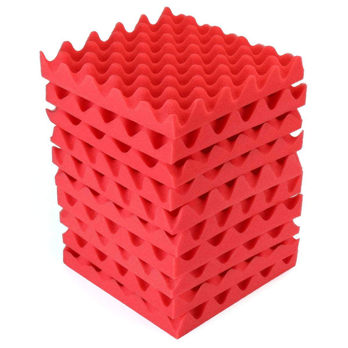 10pcs/set 25x25x4cm Sound-absorbing Sponge Soundproof Sponge Noise Insulation Foam Piano Drum Shed Room Classroom Wall Muffler: Red